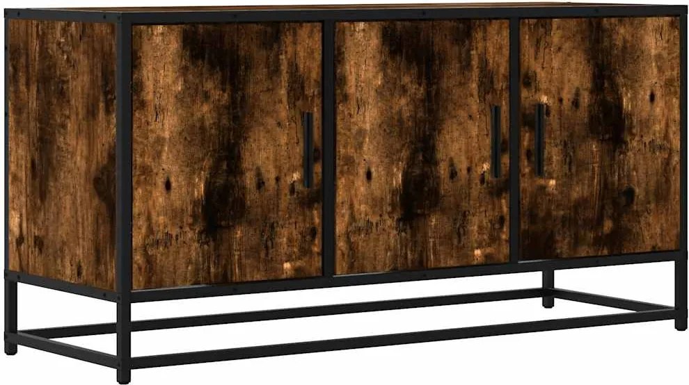vidaXL Dulap TV stejar fumuriu, 100x35x50 cm lemn prelucrat și metal