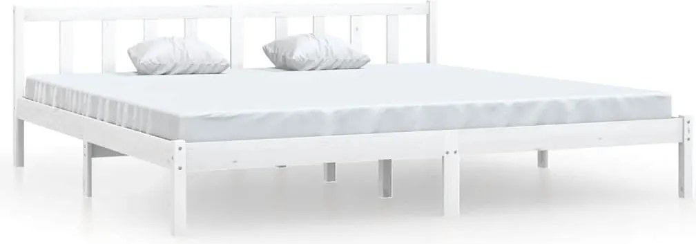 vidaXL Cadru de pat, alb, 200x200 cm, lemn masiv de pin