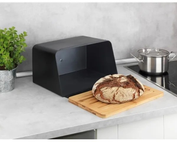 WENKO 54098100 - Cutie pentru pâine KUBO 35 x 26,5 cm negru/maro