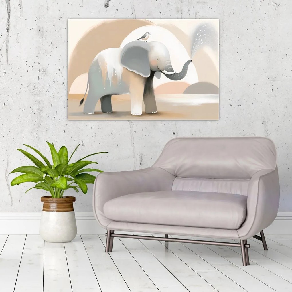 Tablou - Elefant în culori pastel (90x60 cm)