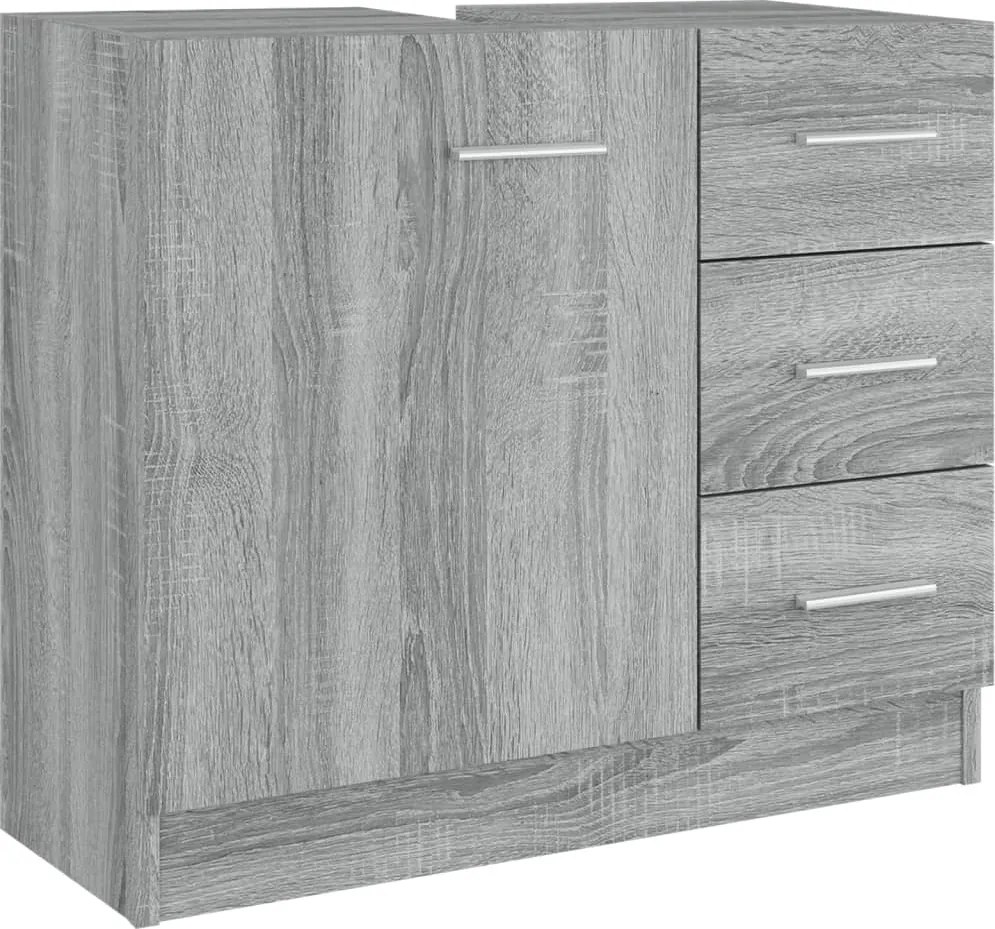 vidaXL Dulap de chiuvetă, gri sonoma, 63x30x54 cm, lemn prelucrat