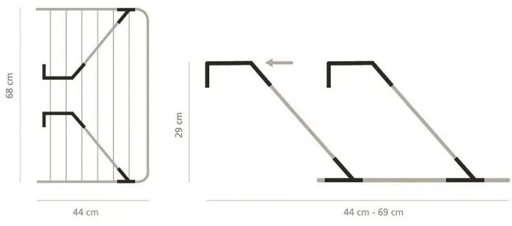 Uscator de rufe suspendat Branbatia 90300178, 4,5 m, Pentru pereti pana la 11 cm, Brate pliabile, Inox