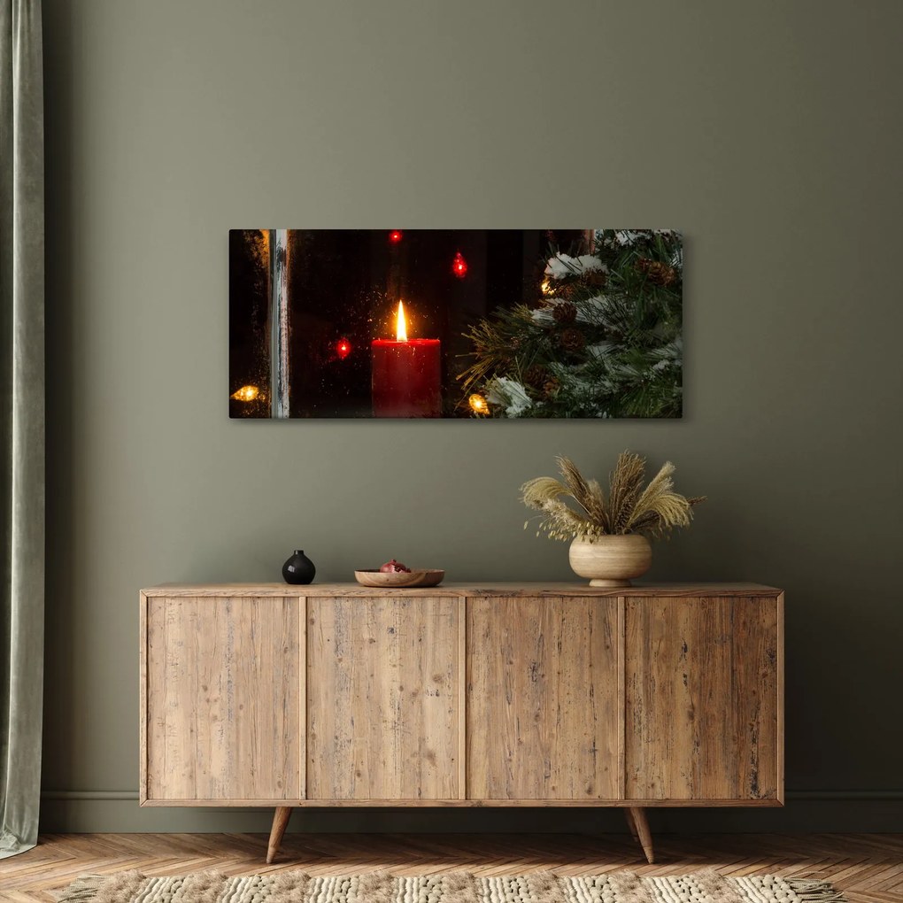 Tablou - Lumânare strălucitoare de Crăciun (120x50 cm)