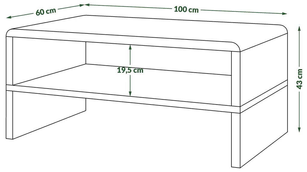 Mazzoni ROCK Bej Luciu / Stejar Artisan - MĂSUȚĂ MODERNĂ CU RAFT