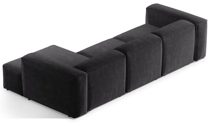 Colțar gri închis cu tapițerie din catifea reiată (cu colț pe partea dreaptă/cu șezlong) Bergamo – Cosmopolitan Design