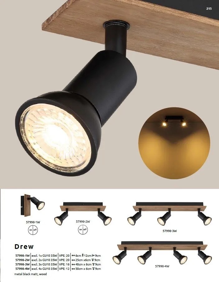 Aplica cu spot directionabil design modern DREW maro inchis, negru mat