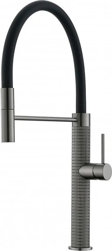 Baterie bucatarie cu pipa flexibila Inter Ceramic finisaj Gun Grey mat