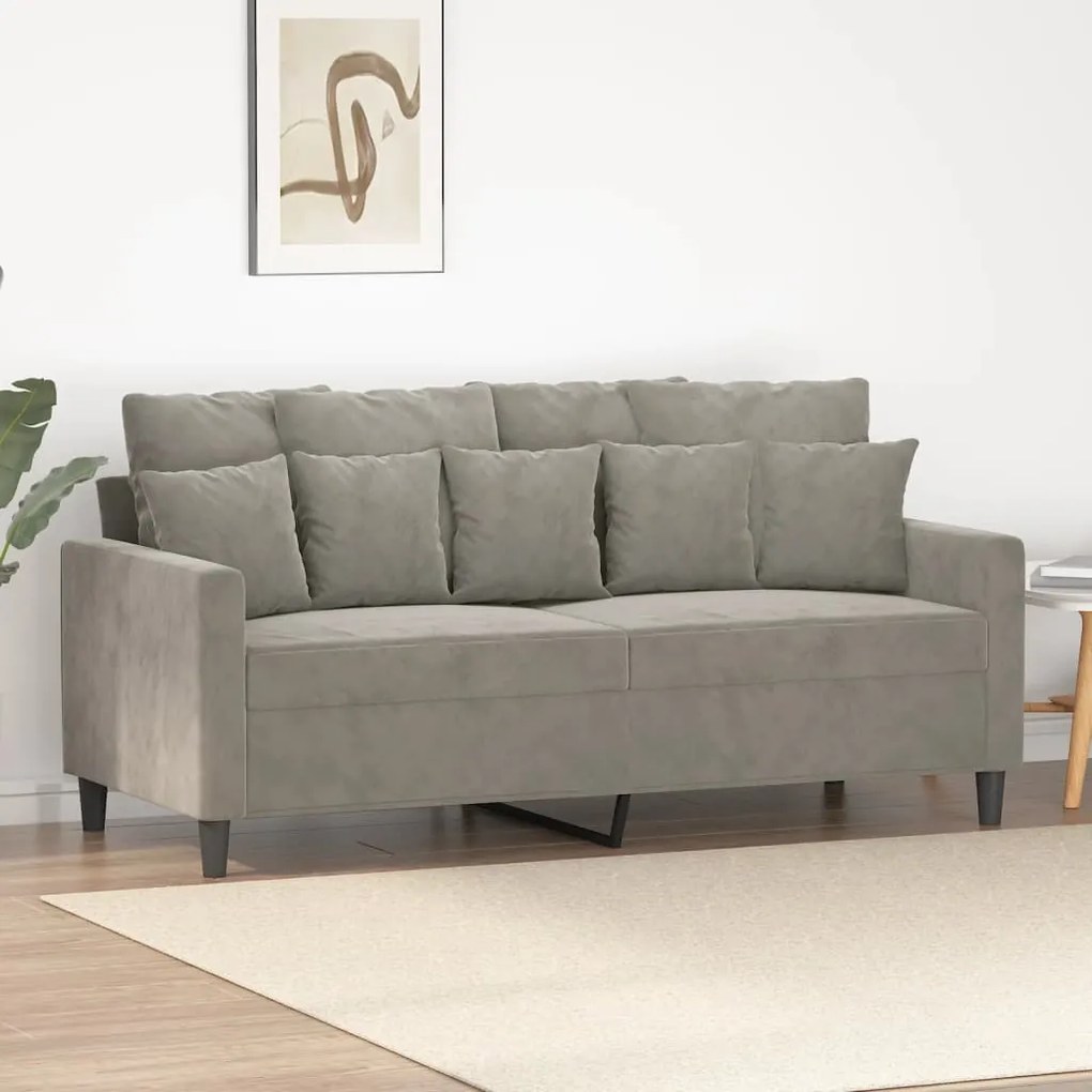 348875 vidaXL Canapea cu 2 locuri, gri deschis, 140 cm, catifea