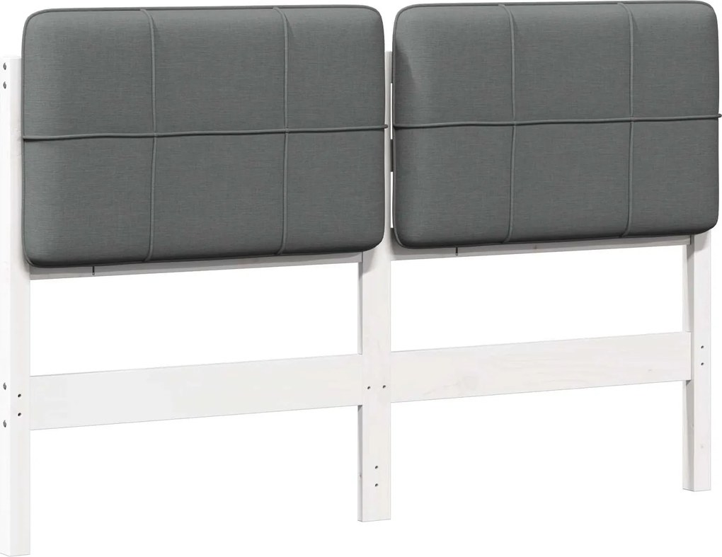 vidaXL Tăblie tapițată Alb și gri deschis 135 cm Lemn de pin masiv