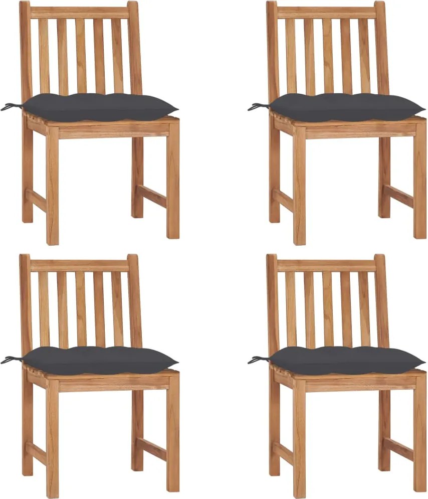 vidaXL Scaune de grădină cu perne, 4 buc., lemn masiv de tec