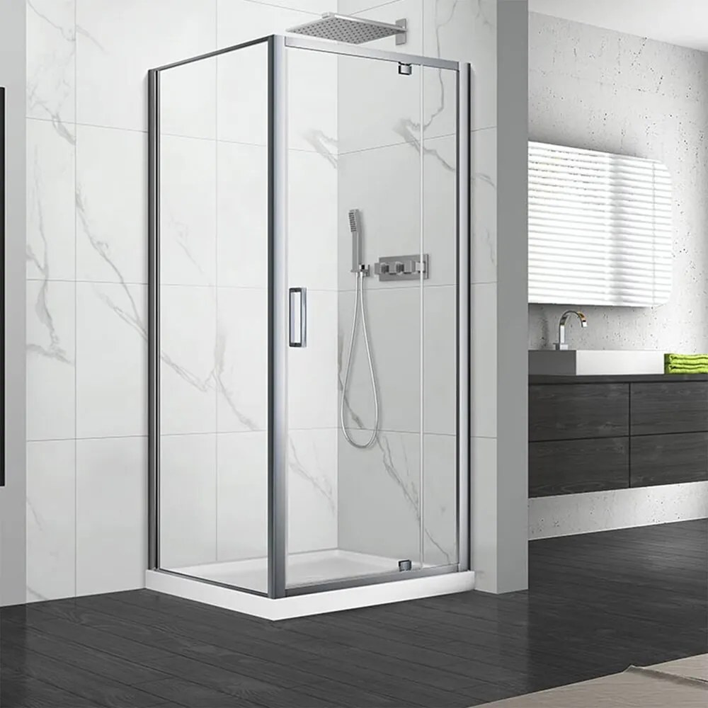 Cabina de dus dreptunghiulara cu usa pivotanta Fluminia Andina 120x90 crom