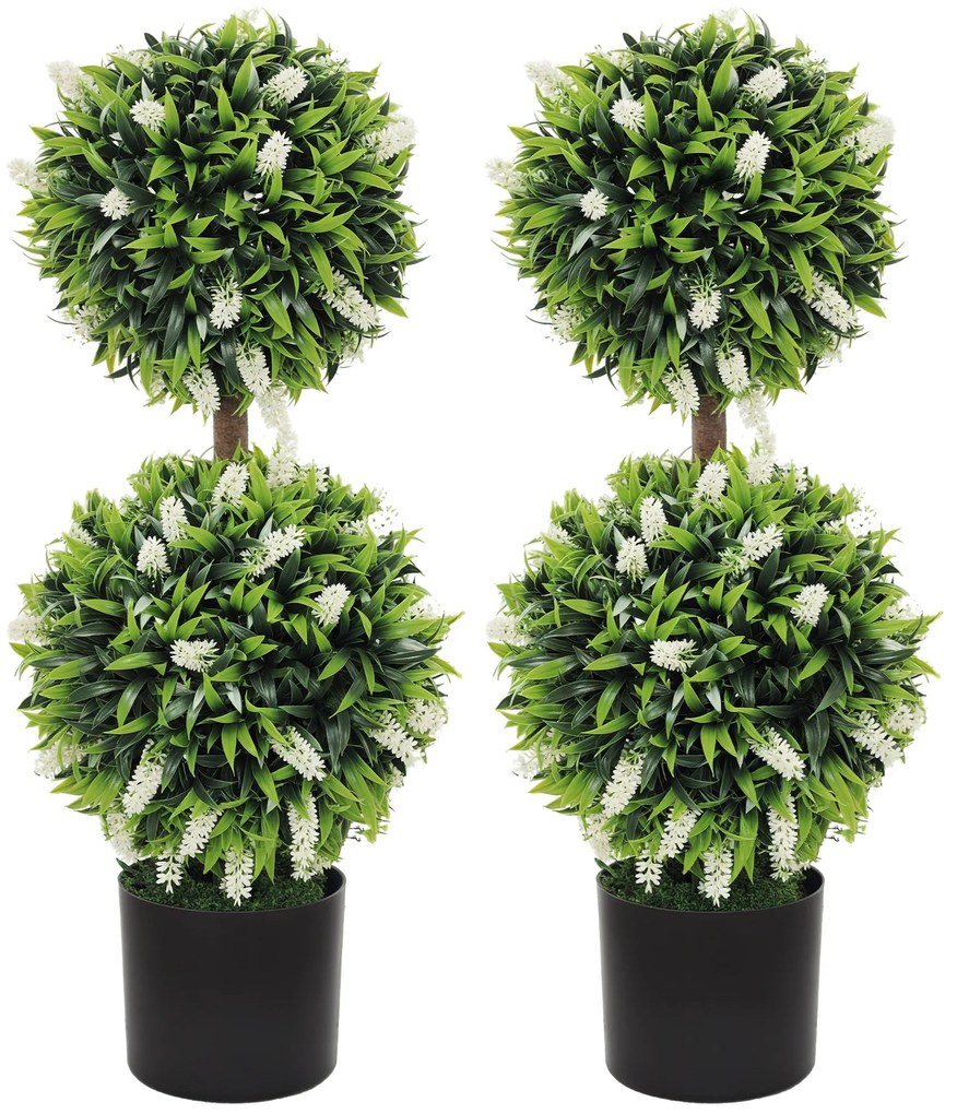 HOMCOM Set 2 plante artificiale, rezistente la UV, în ghiveci cu flori, 70 cm plantă de interior pentru sufragerie, grădină | Aosom Romania