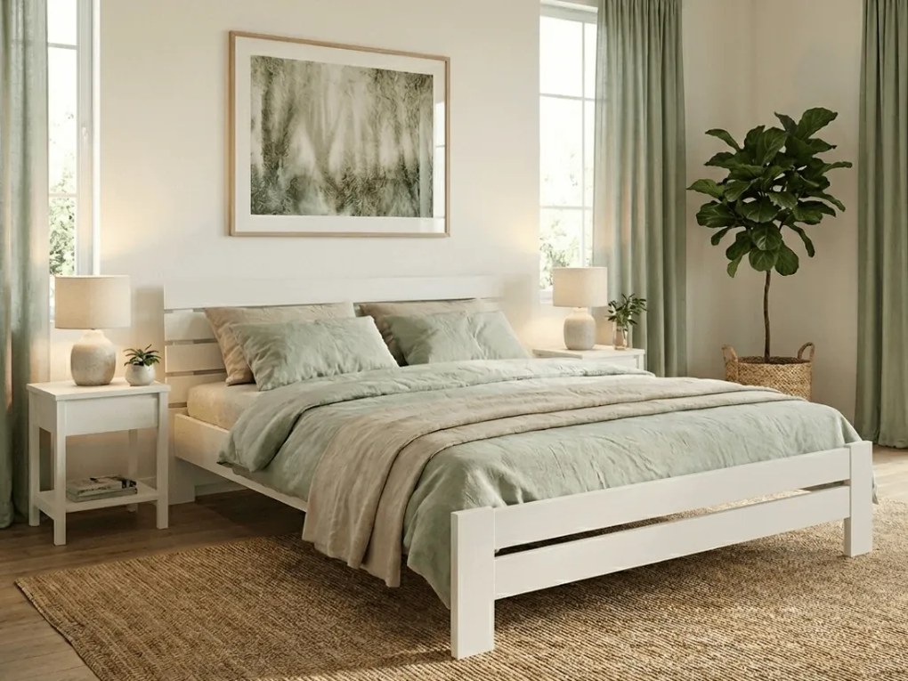 Pat inaltat PARIS 120 x 200 cm, alb Saltele: Cu saltele Coco Maxi 20 cm, Somiera pat: Cu lamele drepte