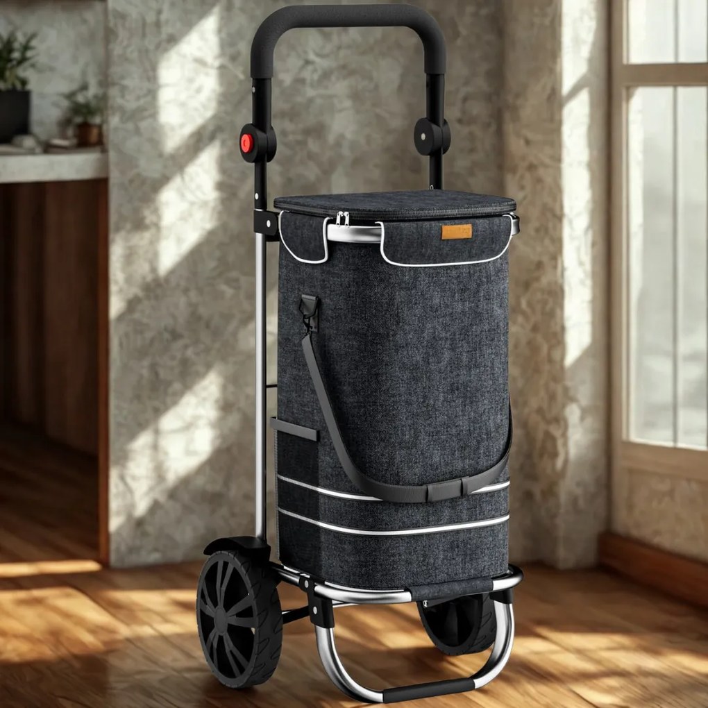 Jurhan Geantă de cumpărături pe roți EASY, 50L, negru