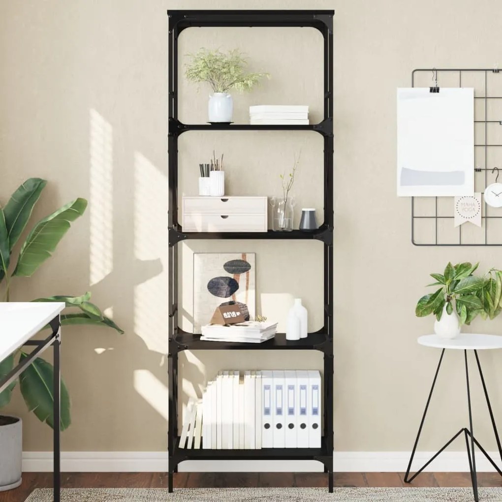 vidaXL Bibliotecă cu 5 niveluri, negru, 59x35x171 cm, lemn prelucrat