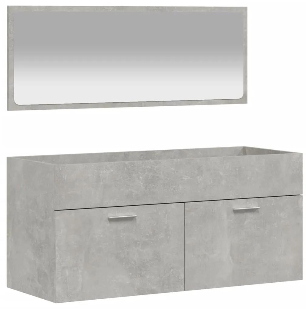 833887 vidaXL Dulap de baie cu oglindă, gri beton, lemn prelucrat
