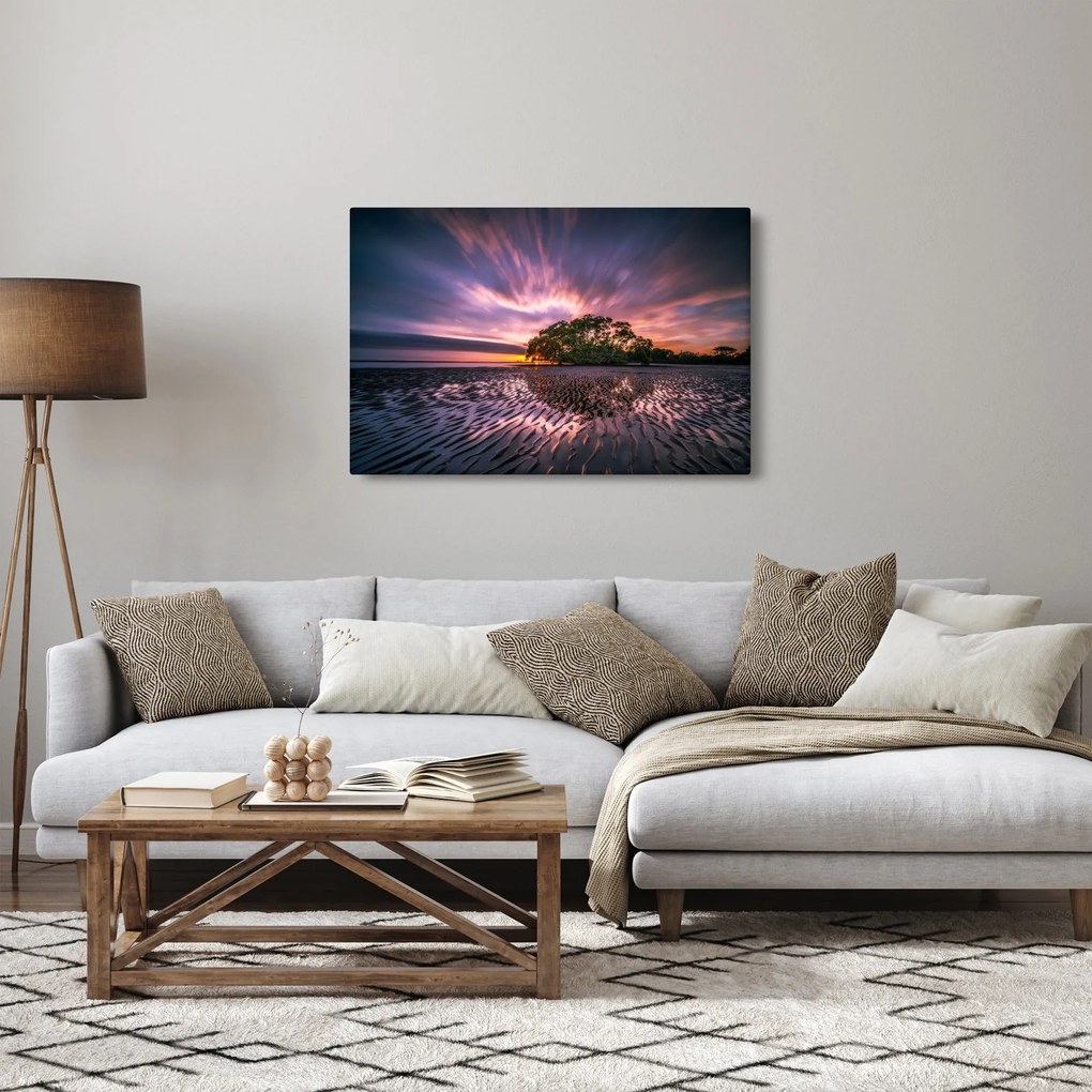 Tablou cu plajă în apus de soare (90x60 cm)