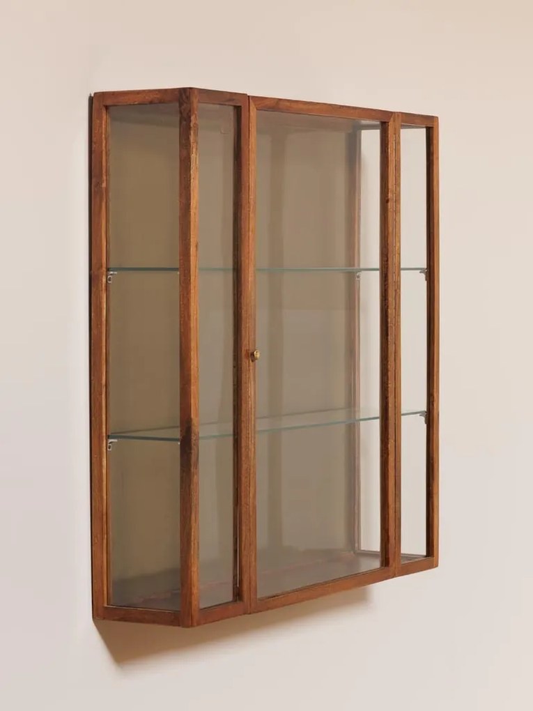 Vitrina din lemn de mango si sticla, cu aspect rustic, Azaria