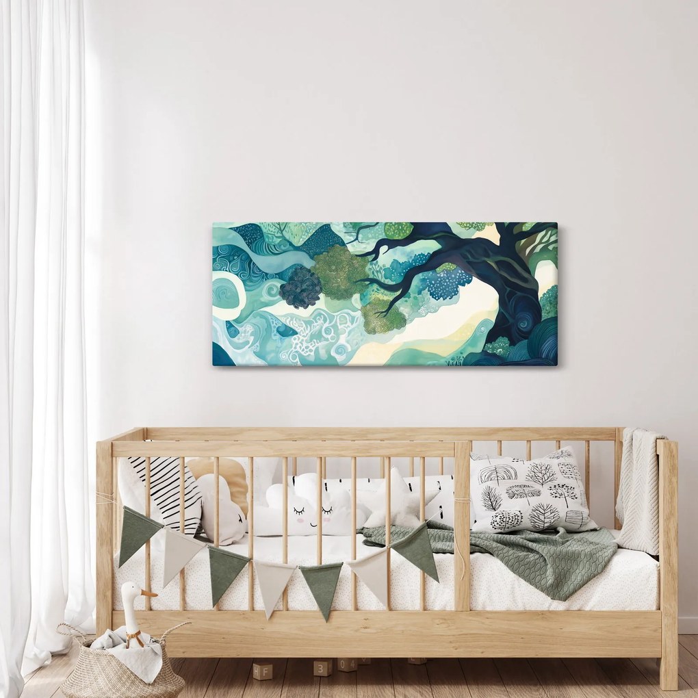 Tablou – Coroană verde a arborelui vieții (120x50 cm)