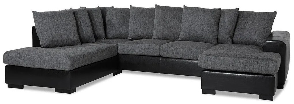 Colțar Scandinavian Choice 665Gri, Negru, 310x215x90cm, Picioare: Lemn