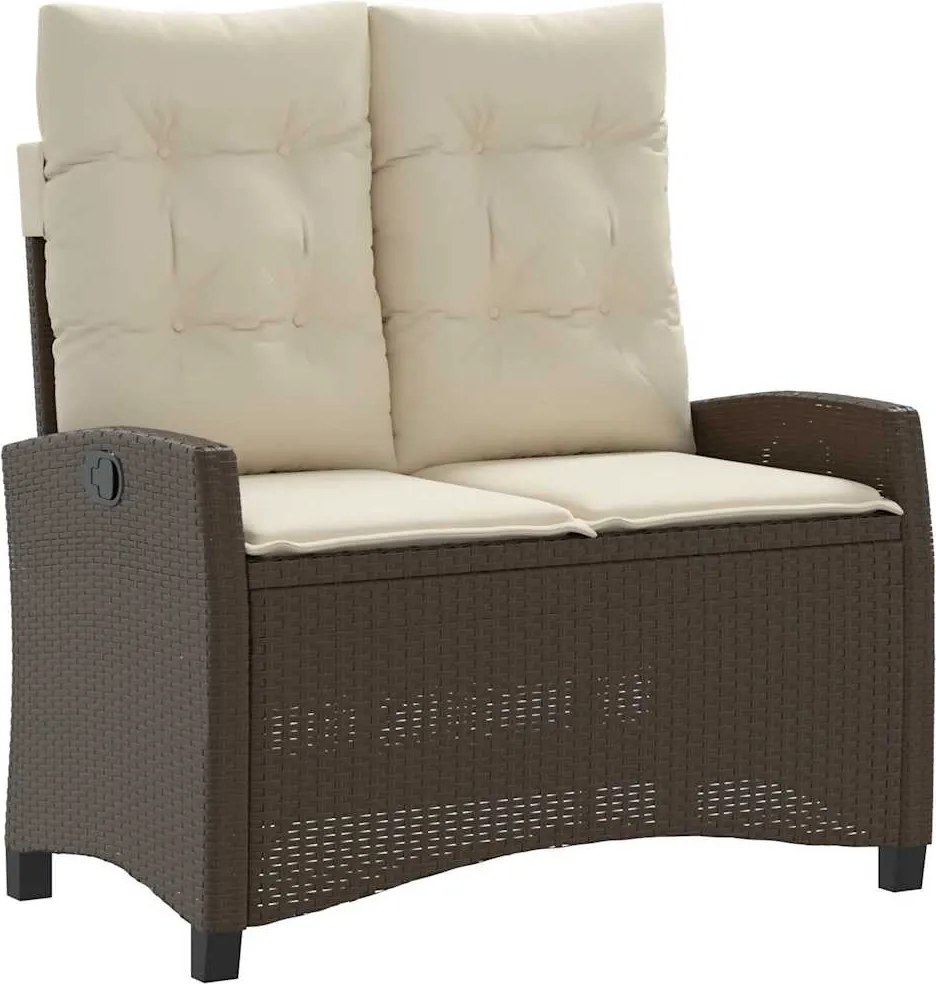 vidaXL Bancă de grădină rabatabilă cu perne, maro, poliratan