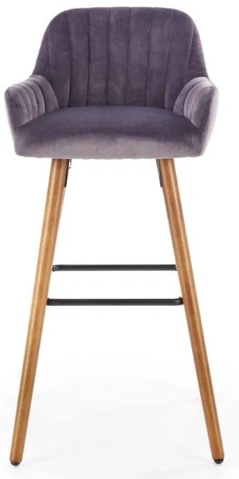 Scaun bar catifea H-93 gri inchis - H 98 cm