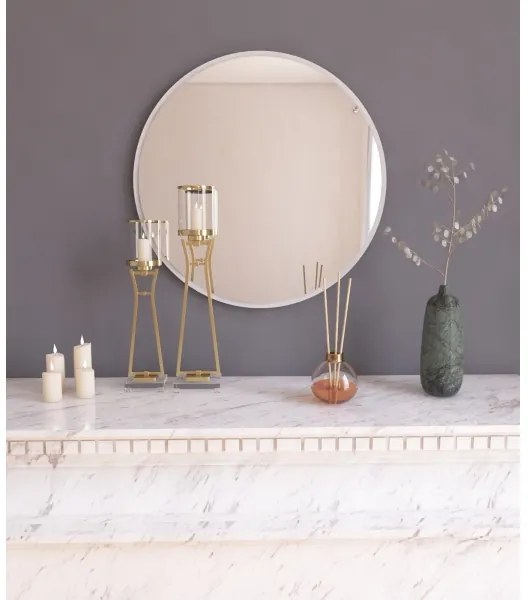 Oglindă de perete OZZE d. 60 cm alb