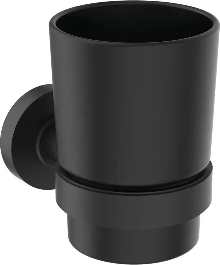 Suport periute de dinti Ideal Standard IOM negru mat cu pahar negru