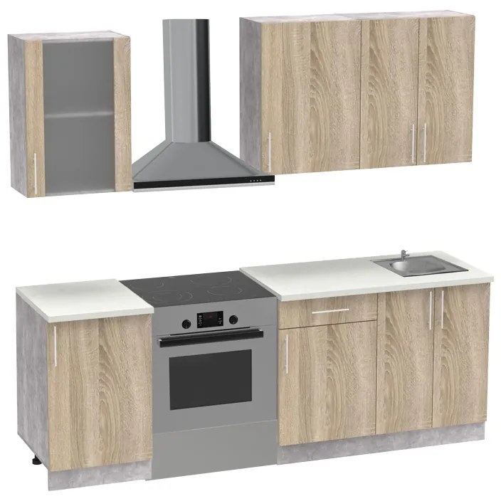 Set mobila bucatarie 4 buc Festa IV Pako World Sonoma 160x60x85 cm