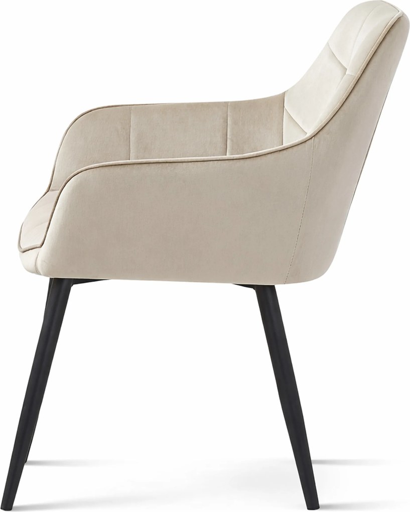 Scaun de masa VARSI VELVET cu picioare negre, bej