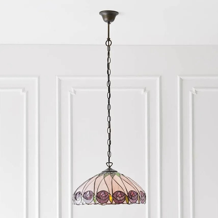 Endon 64176 - Lustră pe lanț Tiffany HUTCHINSON 1xE27/60W/230V Ø 40 cm
