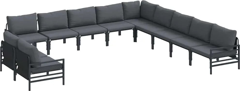 vidaXL Set de canapele pentru grădină cu pernă Antracit Oţel