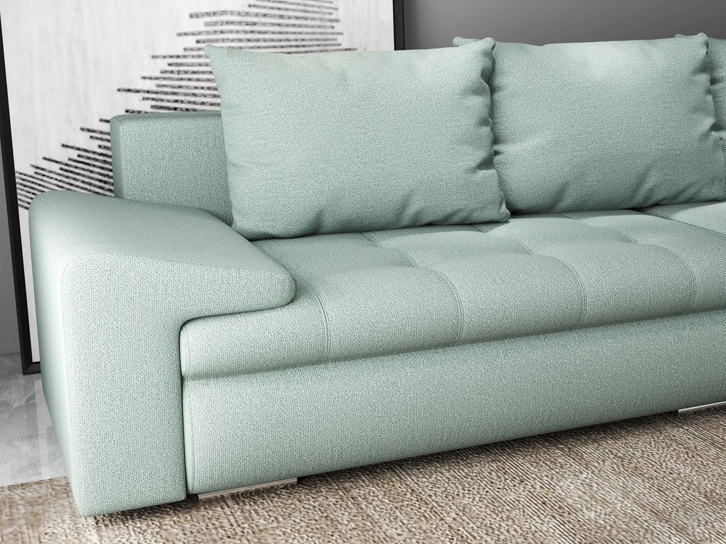 Colțar extensibil dumonde cu ladă de depozitare si sezut confortabil din spuma high-density, Leonardo Enjoy Mint 260x185 cm II