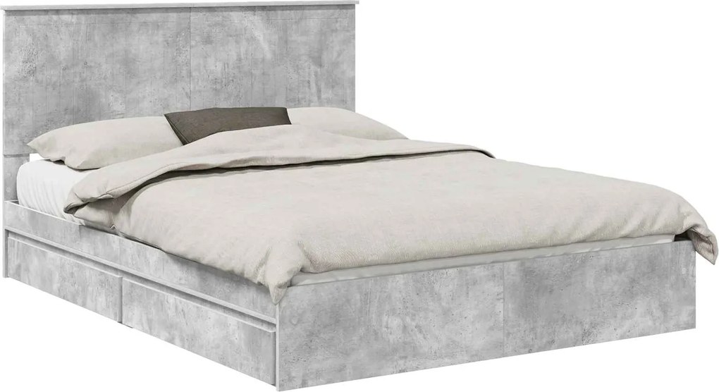 vidaXL Pat cu storage Gri din beton 150 x 200 cm Lemn compozit