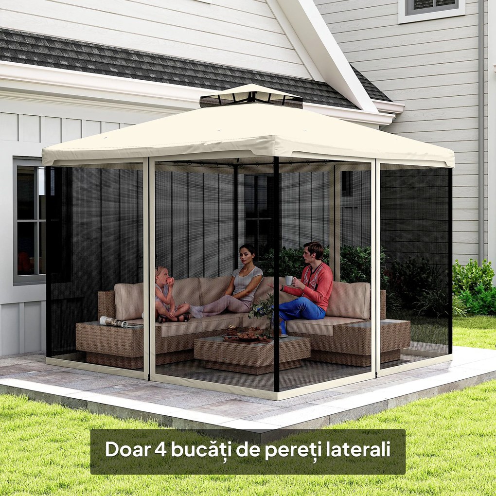 Plasa de Tantari Outsunny, Perdele de Rezerva, Balamale, 302x207cm, Negru si Bej | Aosom Romania