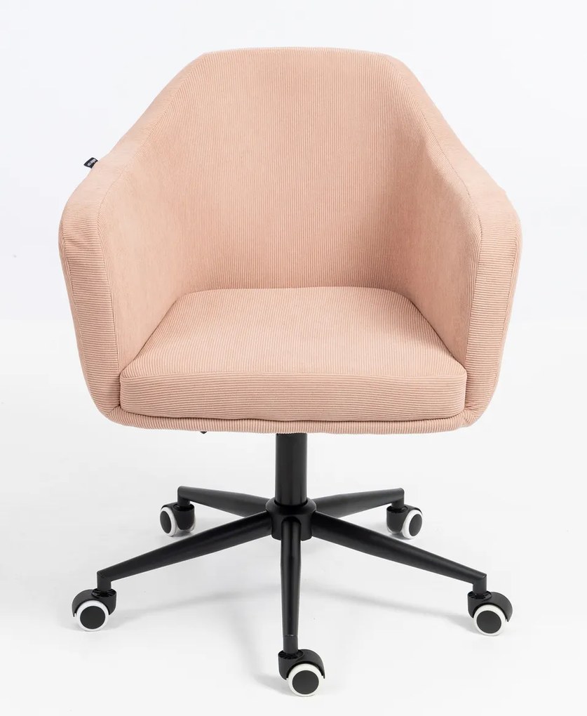 HR832K Scaun Catifea Reiată Premium culoare Roz prăfuit Litchi cu Bază Neagră