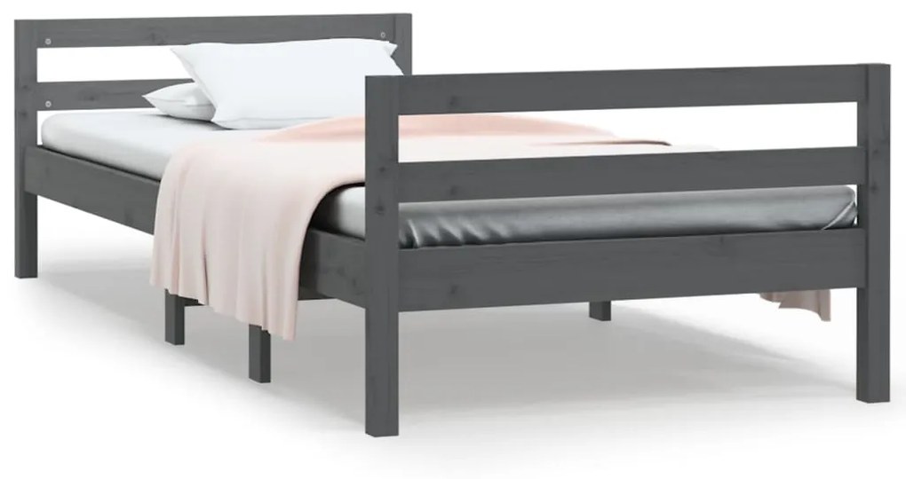 821631 vidaXL Cadru de pat, gri, 80x200 cm, lemn masiv de pin