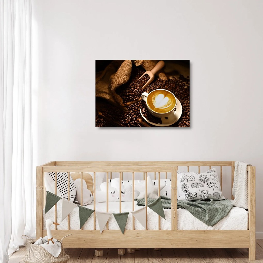 Tablou pe sticlă - O ceașcă de cafea (70x50 cm)