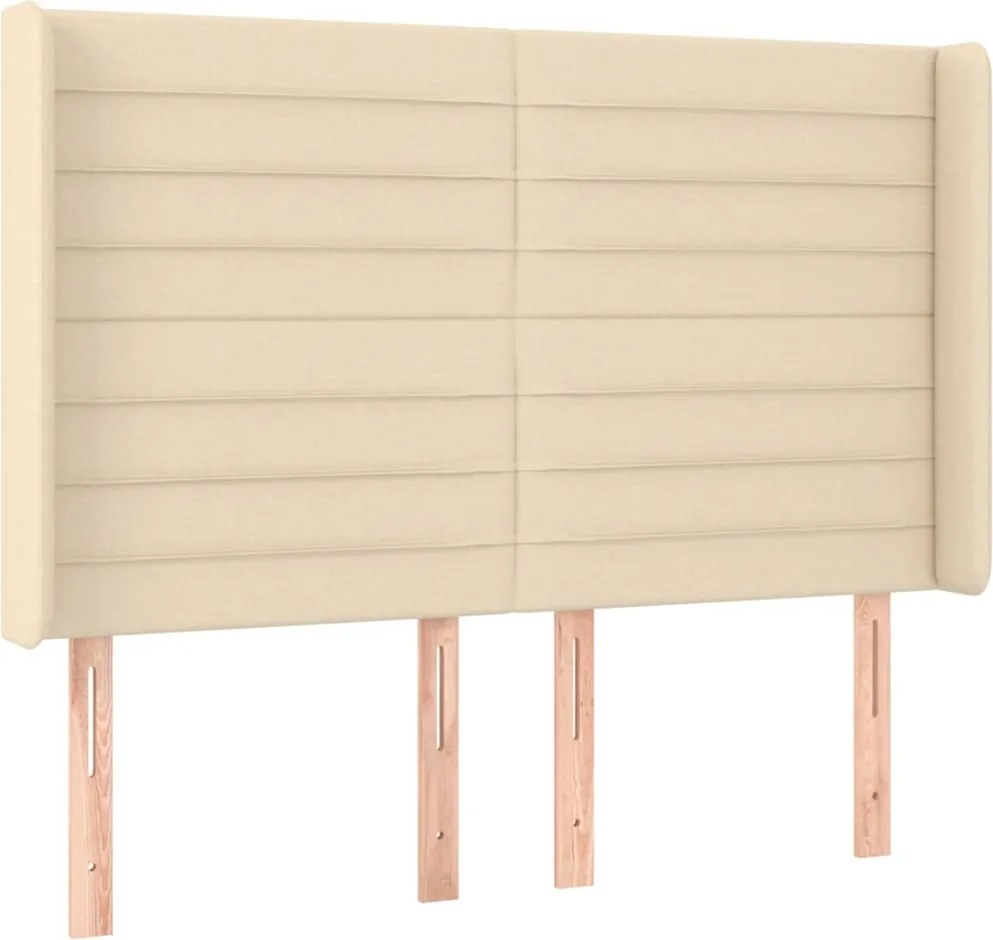 vidaXL Tăblie de pat cu aripioare, crem, 147x16x118/128 cm, textil