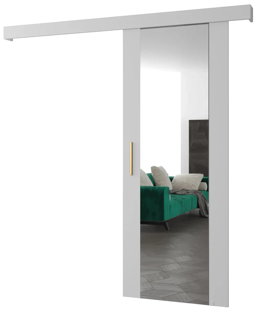 Zondo Uși culisante 90 cm Sharlene II (alb mat + alb mat + auriu) (cu oglindă). 1043638