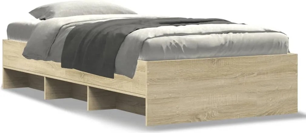 vidaXL Cadru pat fără saltea, stejar sonoma 75x190 cm lemn prelucrat