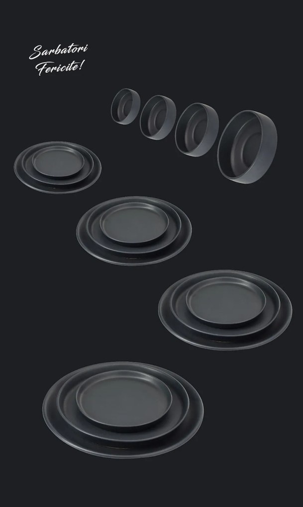 Set Cadou 24 Farfurii Vulcano Eveniemnte (6 Platouri 30cm, 6 Farfurii 25cm, 6 Farfurii 20cm, 6 boluri 400ml) LA COMANDA 25 de seturi