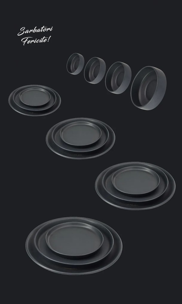 Set Cadou 24 Farfurii Vulcano Evenimente (6 Platouri 30cm, 6 Farfurii 25cm, 6 Farfurii 20cm, 6 boluri 400ml) LA COMANDA 25 de seturi