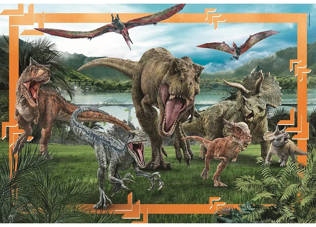 Jurassic World Predator-Prey Puzzle maxi 104 piese Clementoni