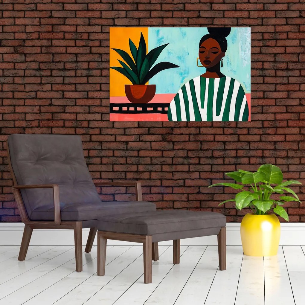 Tablou - Femeie cu floare (90x60 cm)