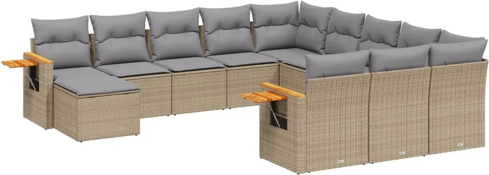 vidaXL Set canapele de grădină cu perne, 11 piese, bej, poliratan