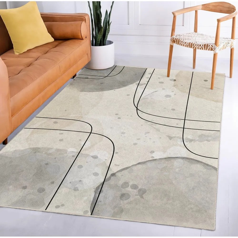 Covor gri/crem lavabil 80x150 cm Simple Lines – Mila Home