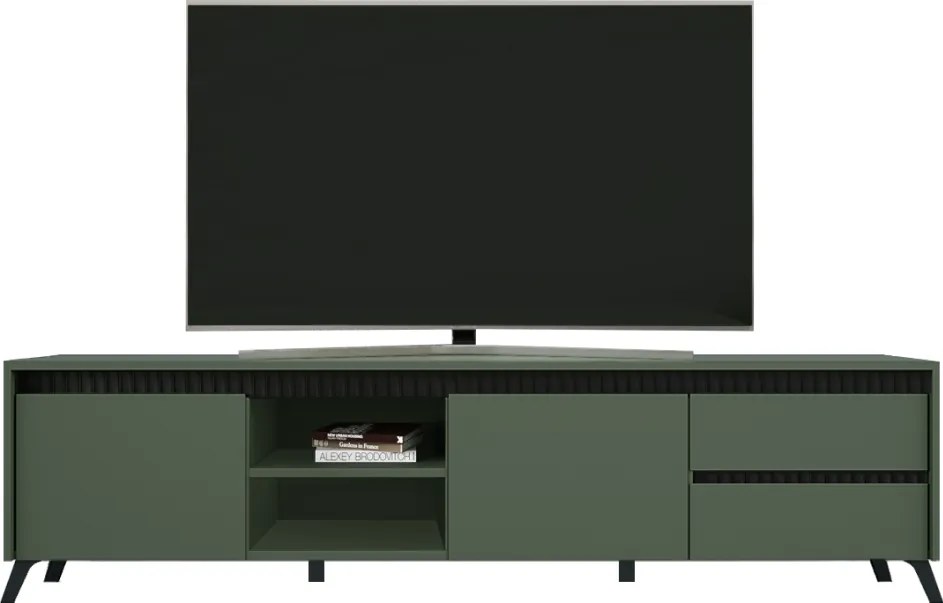 Măsuţă TV, verde smoke/negru, LONGY RTV2K2So