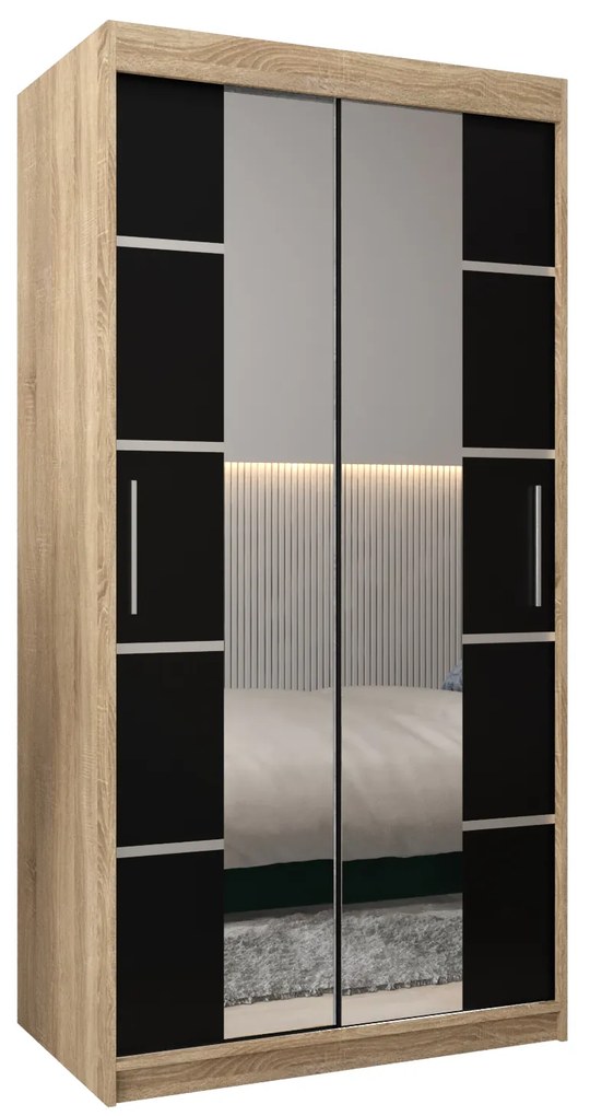 Dulap de haine 120 cm Verika 4 120 (stejar sonoma + negru). 1064271