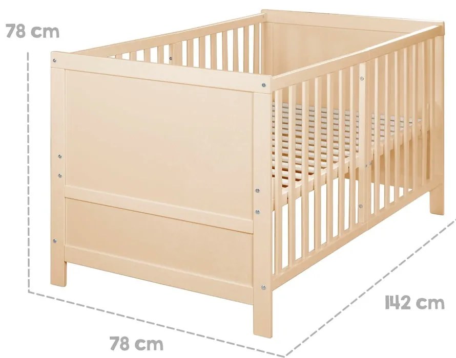 Pătuț în culoare naturală cu înălțime reglabilă 70x140 cm Easy Sleep – Roba